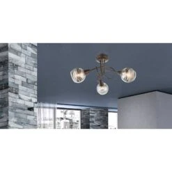 Plafonnier LED Isla I -Globo Lighting deckenleuchte isla i glas metall 3 flammig 4741016